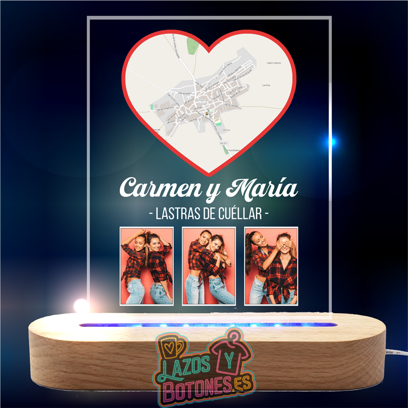 Lámpara LED Acrílica – Mapa Corazón Personalizado