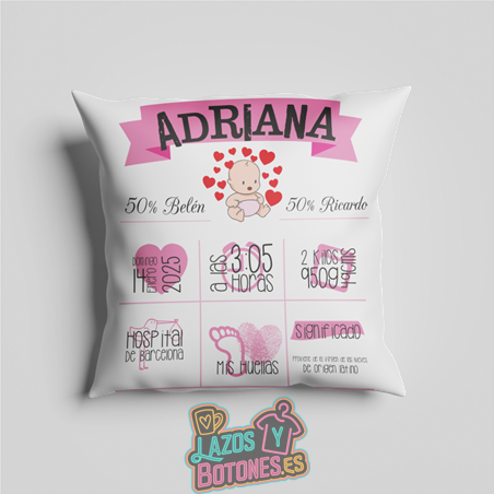 Cojín Natalicio Bebé – Personalizable