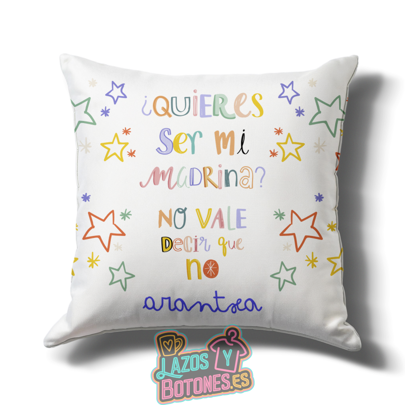 Cojín – Mod. Madrina “¿Quieres ser mi madrina?” (Colores Pastel)