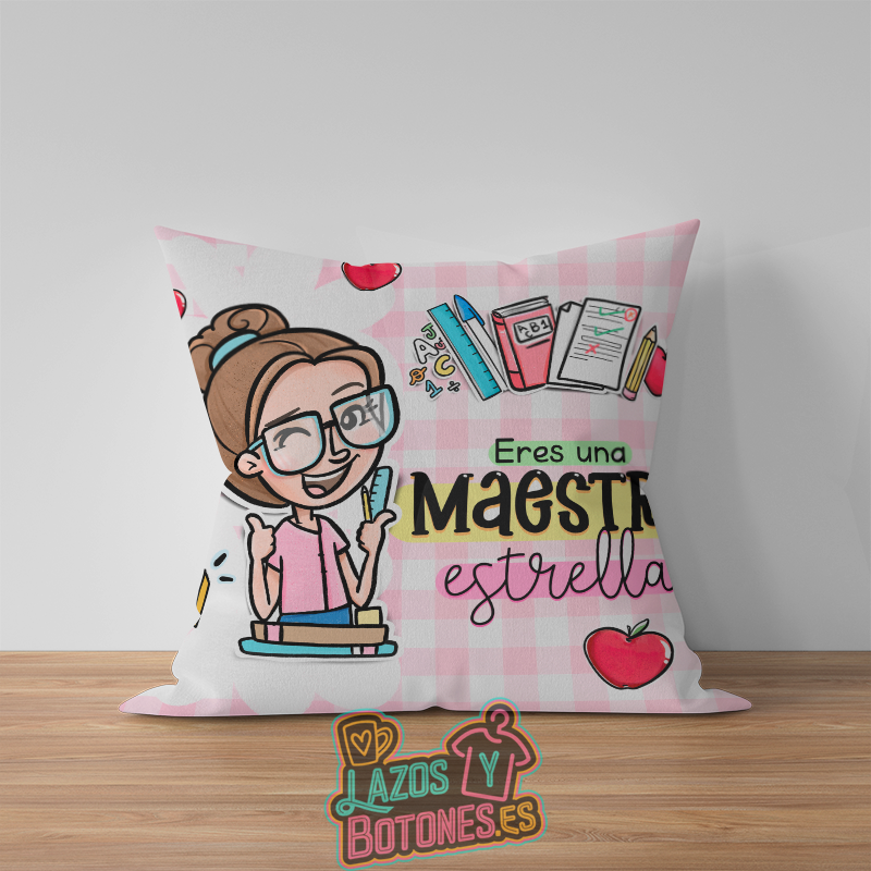 Cojín para Maestra Personalizado – “Eres una Maestra Estrella”