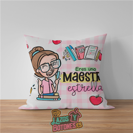 Cojín para Maestra Personalizado – “Eres una Maestra Estrella”
