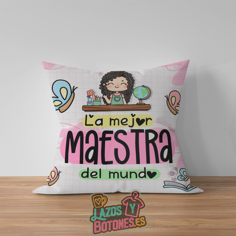 Cojín para Maestra Personalizado – “La Mejor Maestra del Mundo”