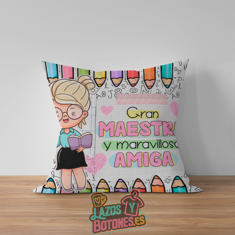Cojín para Maestra Personalizado – “Gran Maestra y Maravillosa Amiga”