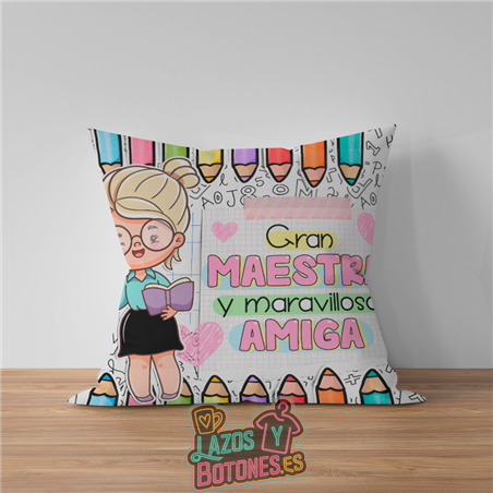 Cojín para Maestra Personalizado – “Gran Maestra y Maravillosa Amiga”