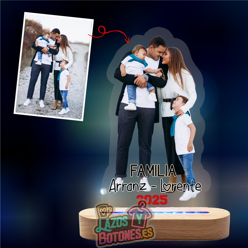 Lámpara LED Acrílica Personalizada con Foto Familiar – Impresa 