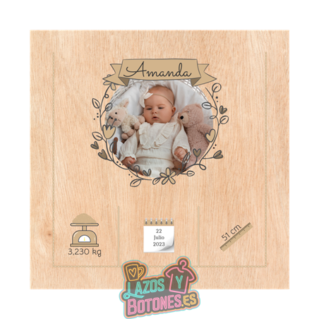 Cuadro de nacimiento con foto en madera – Camel