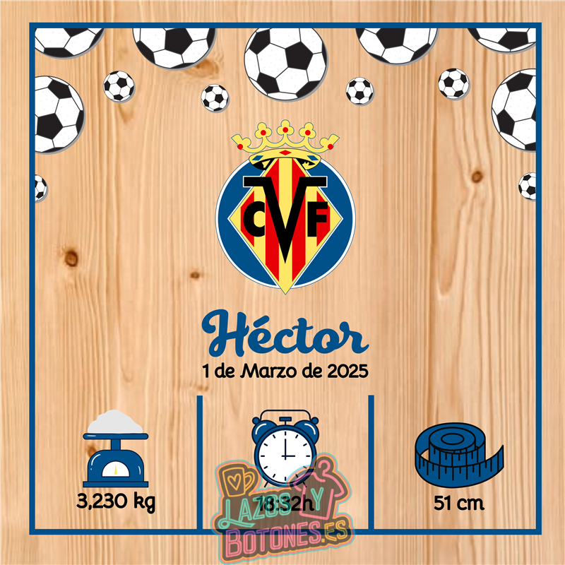 Cuadro de nacimiento personalizado – Mod Villarreal CF