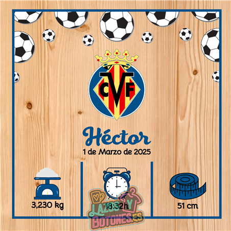 Cuadro de nacimiento personalizado – Mod Villarreal CF