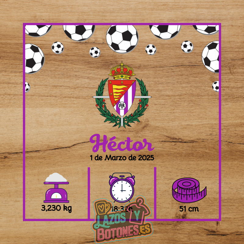 Cuadro de nacimiento personalizado – Mod Real Valladolid
