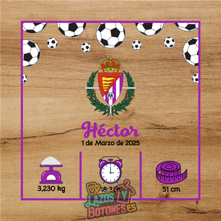 Cuadro de nacimiento personalizado – Mod Real Valladolid