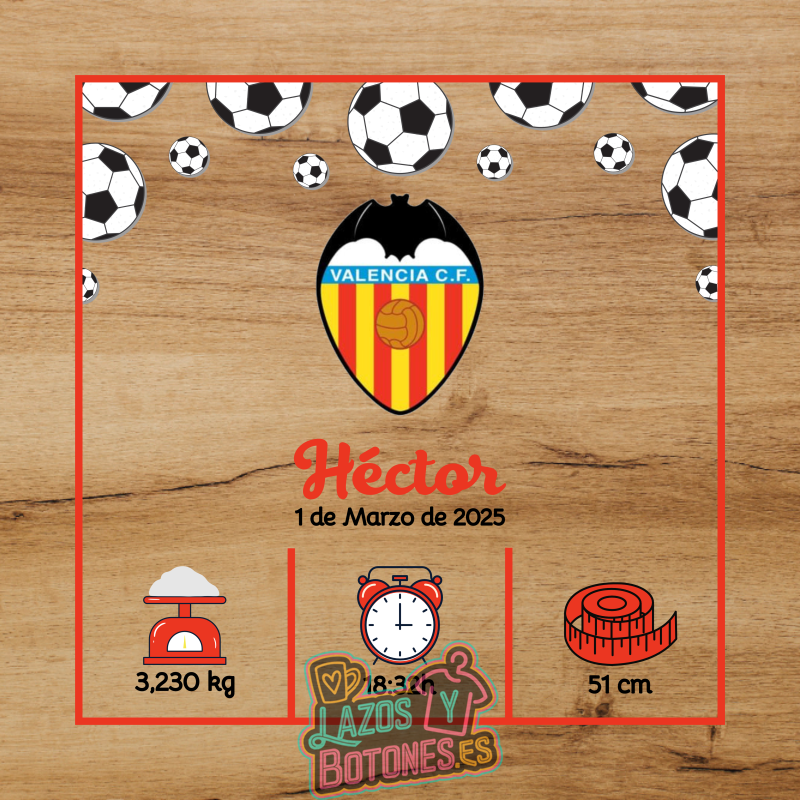 Cuadro de nacimiento personalizado – Mod Valencia CF
