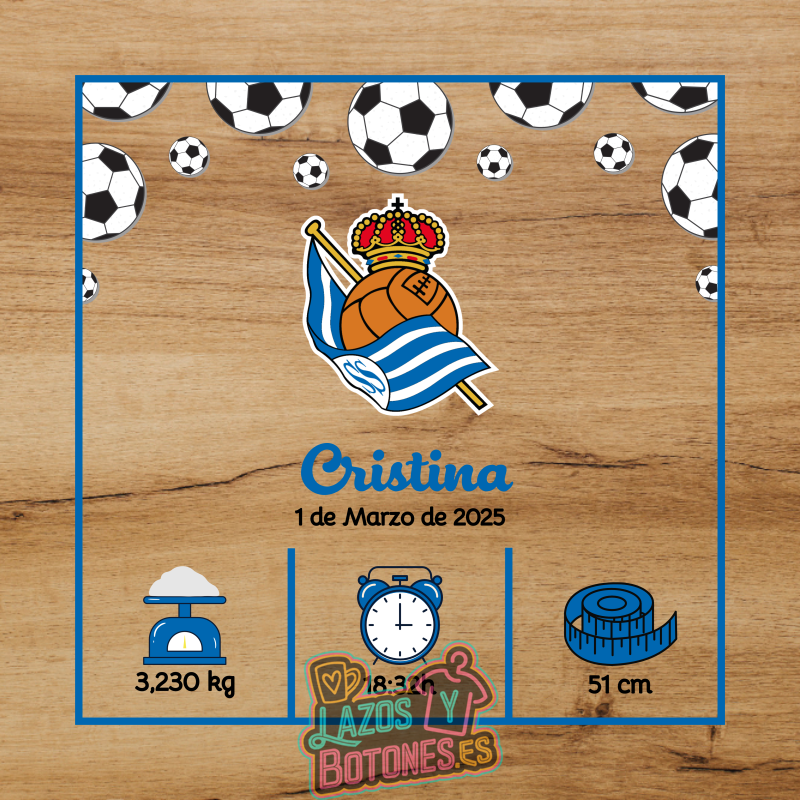 Cuadro de nacimiento personalizado – Mod Real Sociedad
