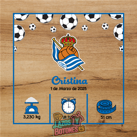 Cuadro de nacimiento personalizado – Mod Real Sociedad
