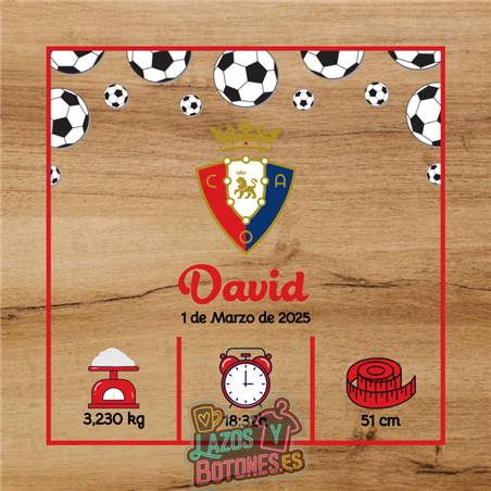 Cuadro de nacimiento personalizado – Mod Osasuna