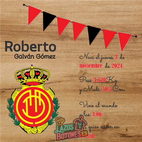 Cuadro de nacimiento personalizado – Mod Mallorca