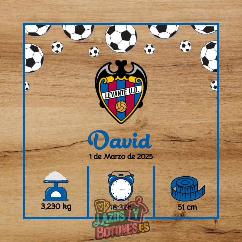 Cuadro de nacimiento personalizado – Mod Levante UD
