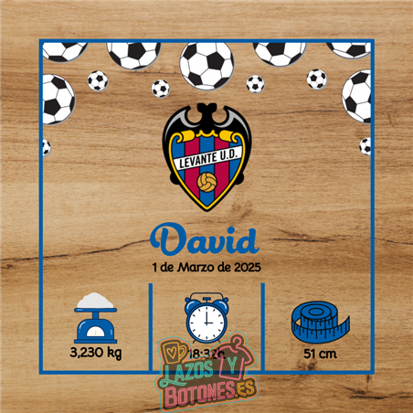 Cuadro de nacimiento personalizado – Mod Levante UD