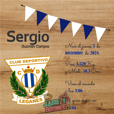 Cuadro de nacimiento personalizado – Mod Leganés