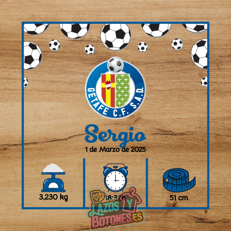 Cuadro de nacimiento personalizado – Mod Getafe