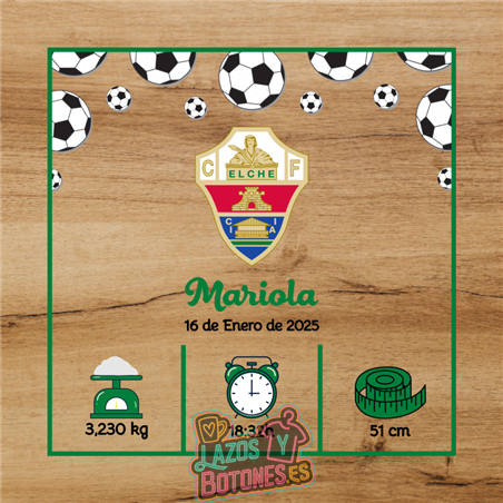Cuadro de nacimiento personalizado – Mod Elche CF