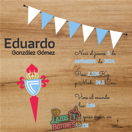 Cuadro de nacimiento personalizado – Mod Celta de Vigo