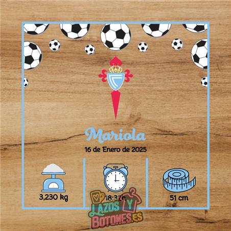 Cuadro de nacimiento personalizado – Mod Celta de Vigo