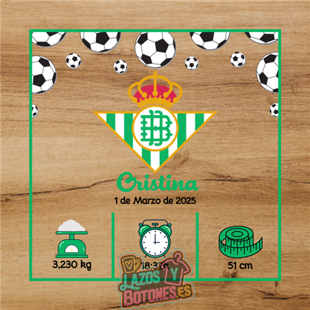 Cuadro de nacimiento personalizado – Mod Real Betis Balompié