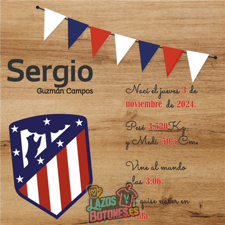 Cuadro de nacimiento personalizado – Mod Atlético de Madrid