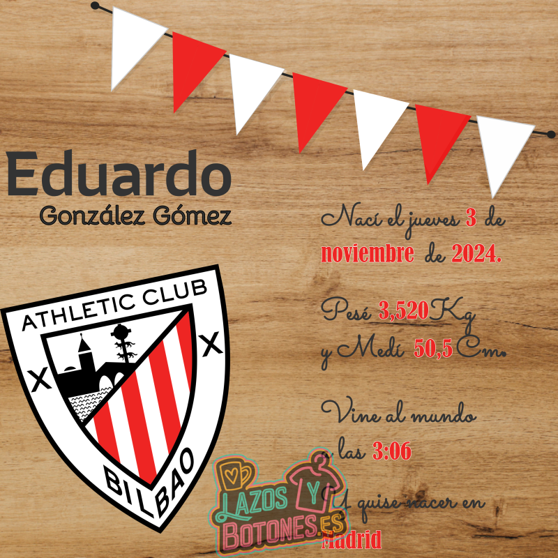 Cuadro nacimiento personalizado Athletic Club Bilbao