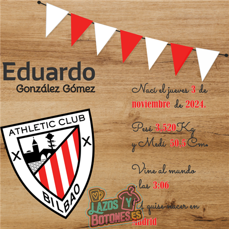 Cuadro nacimiento personalizado Athletic Club Bilbao