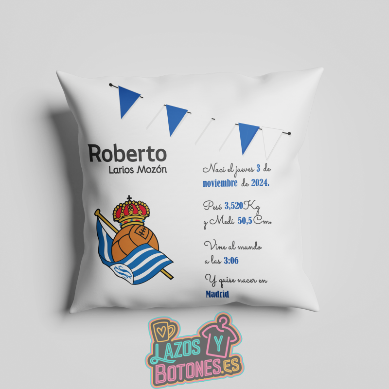 Cojín personalizado Nacimiento – Mod. Real Sociedad
