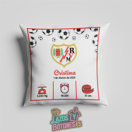 Cojín personalizado Nacimiento – Mod. Rayo Vallecano Balones