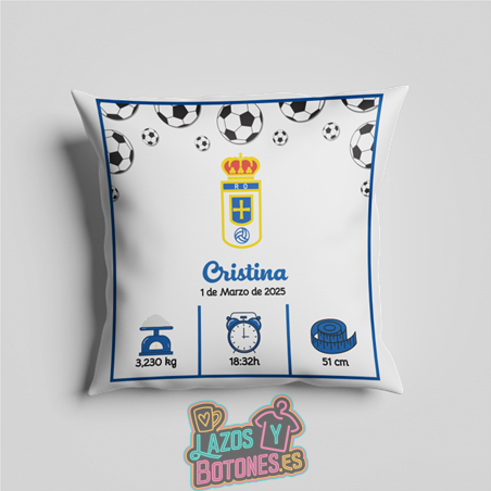 Cojín personalizado Nacimiento – Mod. Real Oviedo Balones