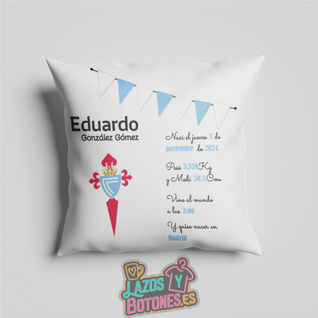 Cojín personalizado Nacimiento – Mod. Celta Banderines