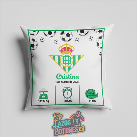 Cojín personalizado Nacimiento – Mod. Betis Balones