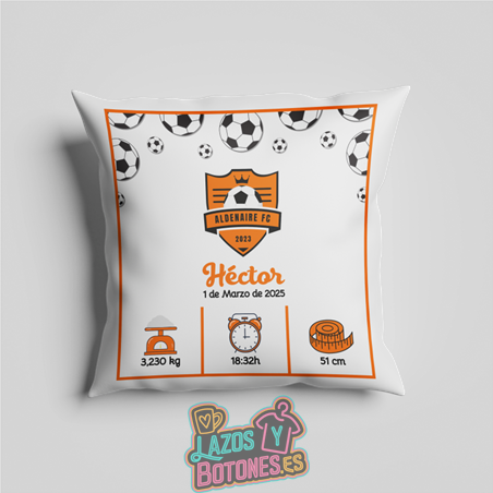 Cojín personalizado Nacimiento – Mod. Equipo Fútbol Personalizado