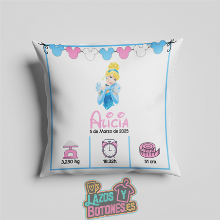 Cojín personalizado Nacimiento – Mod. Cenicienta