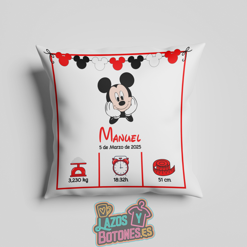 Cojín personalizado Nacimiento – Mod. Mickey Cara