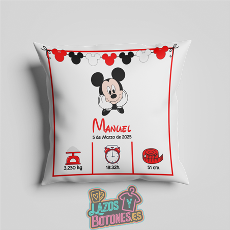 Cojín personalizado Nacimiento – Mod. Mickey Cara