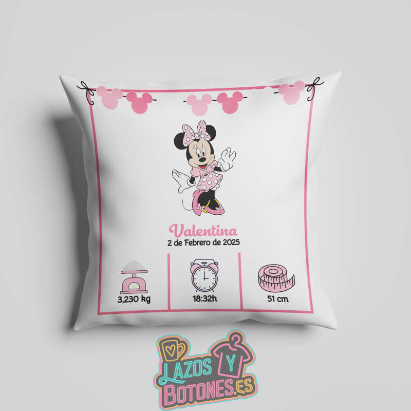 Cojín personalizado Nacimiento – Mod. Minnie Rosa