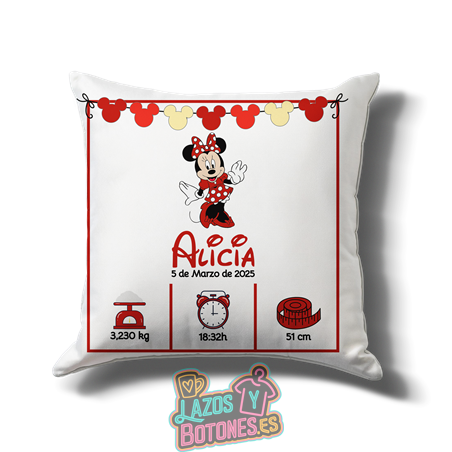 Cojín personalizado Nacimiento – Mod. Minnie Roja