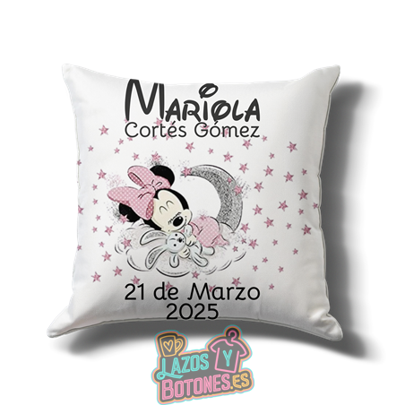 Cojín personalizado Nacimiento – Mod. Minnie Estrellas