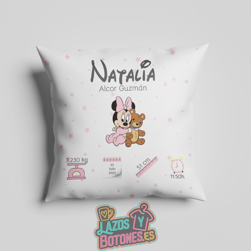 Cojín personalizado Nacimiento – Mod. Minnie Osito