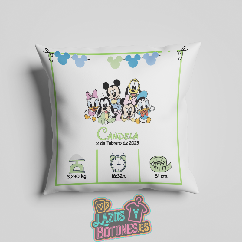 Cojín personalizado Nacimiento – Mod. Mickey y amigos
