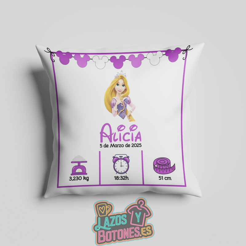 Cojín personalizado Nacimiento – Mod. Rapunzel