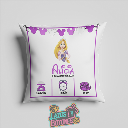 Cojín personalizado Nacimiento – Mod. Rapunzel