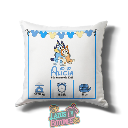 Cojín personalizado Nacimiento – Mod. Bluey