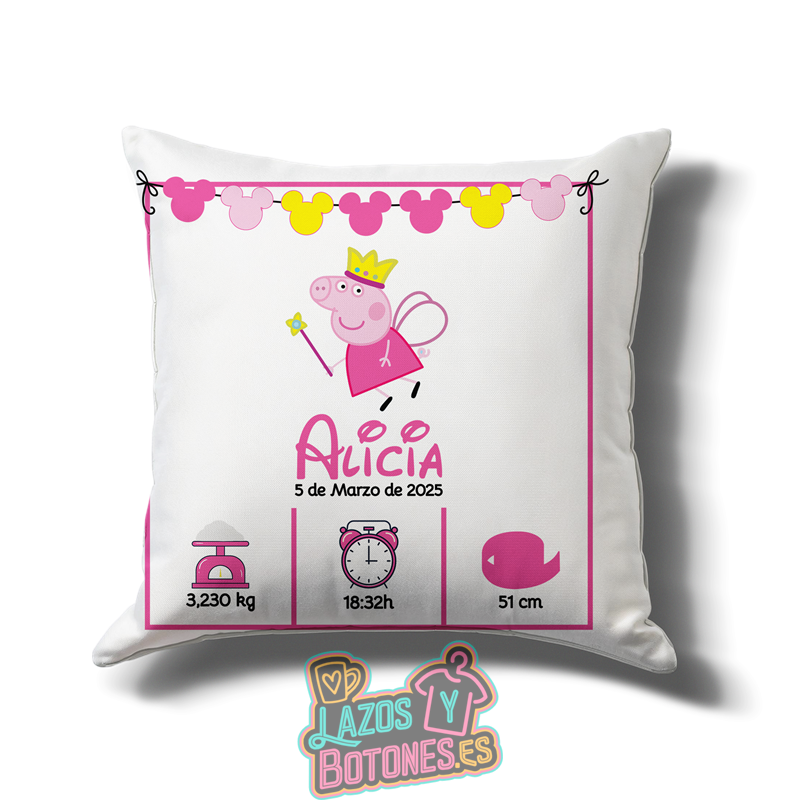 Cojín personalizado Nacimiento – Mod. Peppa la Cerdita