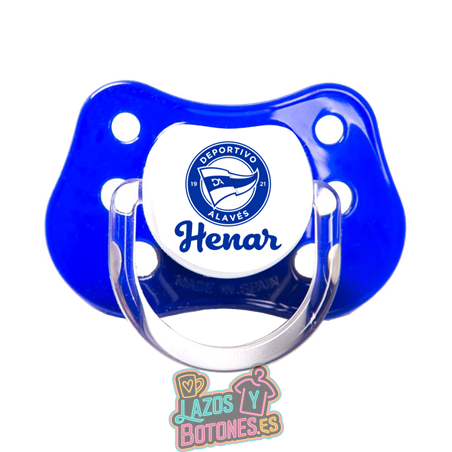 Chupete personalizado Deportivo Alavés con nombre – 0 a 6 meses