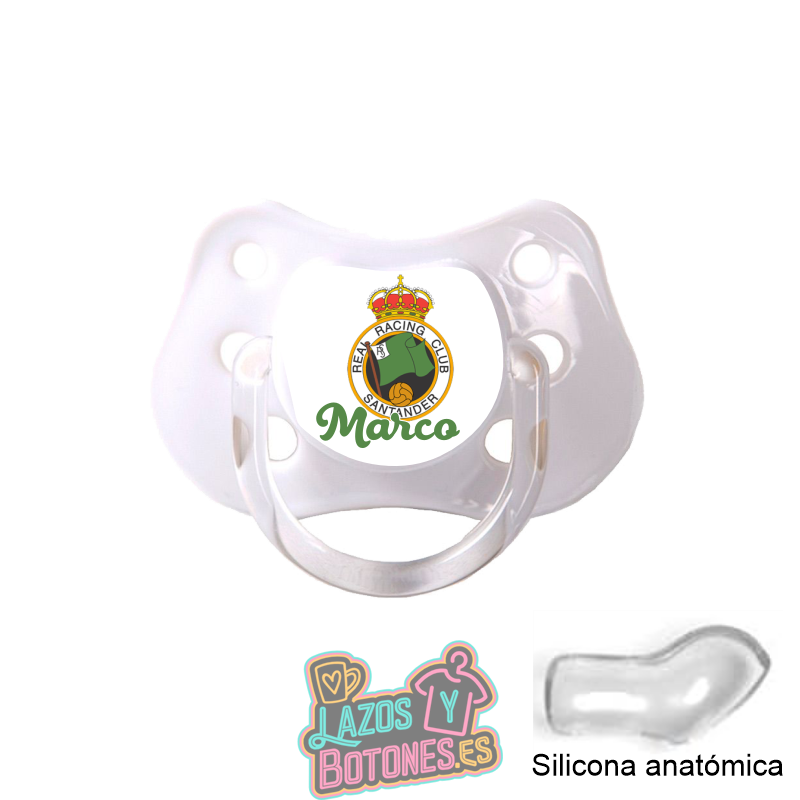 Chupete personalizado Racing de Santander con nombre – 0 a 6 meses